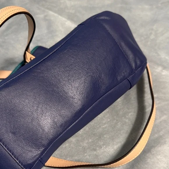 COACH Blue and Tan Leather Shoulder Bag - Picture 4 of 4